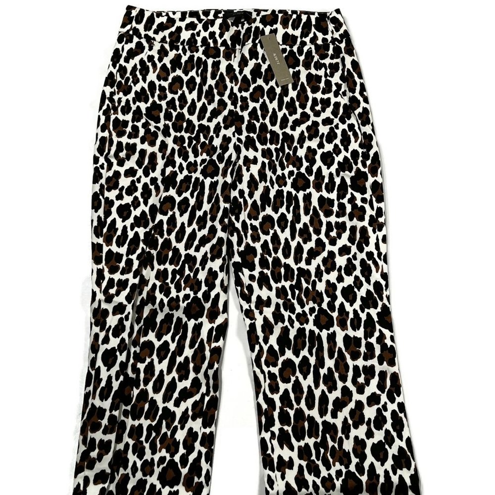 J Crew Remi Pants Womens 4 Leopard Print New Side Zip Pockets High Rise